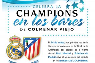 Campaa del Ayuntamiento de Colmenar para animar a los vecinos a ver la final de Champions en los bares de la localidad 