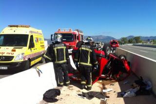 Dos heridos en un aparatoso accidente de trfico en la A1 a la altura de El Molar