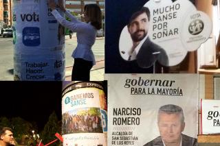 La campaña electoral arranca en la zona norte de Madrid con la pegada de carteles