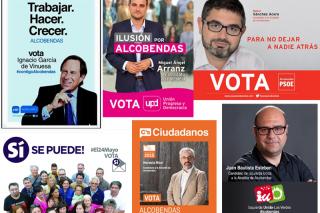La campaña electoral arranca en la zona norte de Madrid con la pegada de carteles. Foto: Carteles electorales en Alcobendas