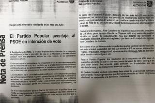 Una constructora pagó una encuesta electoral en Alcobendas para el Partido Popular